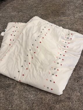 Target White Comforter with Red, Pink & Gray Embroidered Dots
